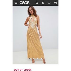 Gold ASOS dress with sexy cutouts